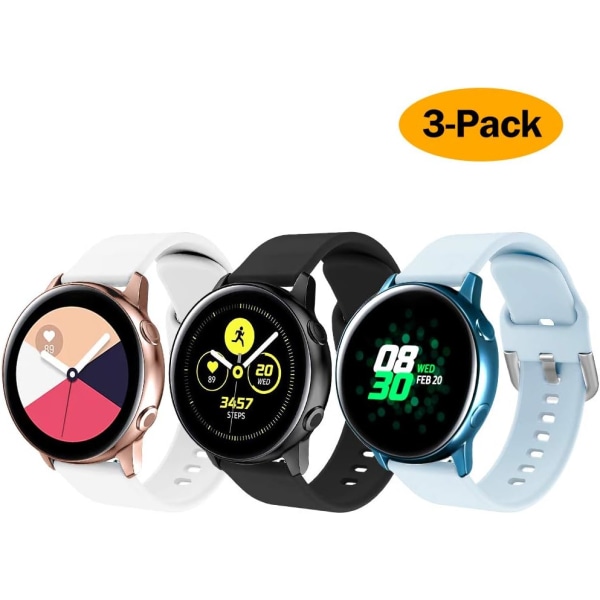 Silikonrem Kompatibel med Samsung Galaxy Watch 3 41mm Rem/Active Strap 40mm/Active Strap 2/Galaxy Watch 42mm Rem, Dam Herr Mjuk Silikon Spo