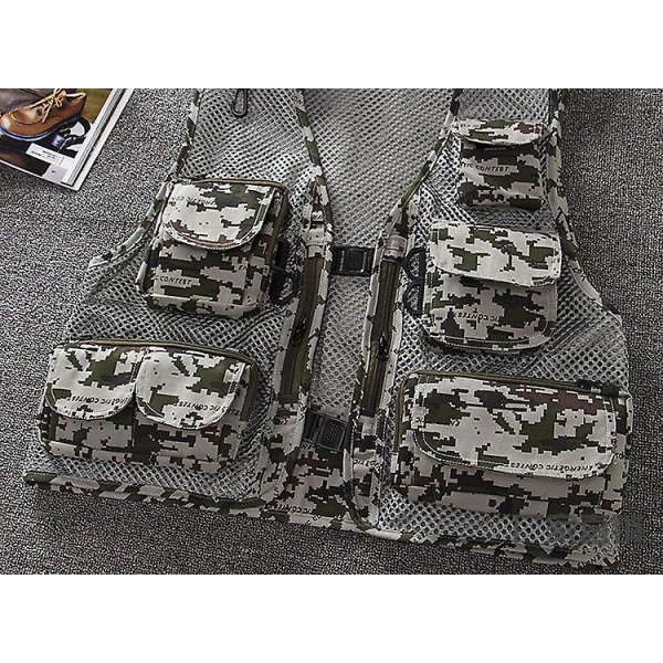 Camouflage Vest Udendørs Mænds Fotografering Mesh Vest Multi-lomme Fiske Casual Hest Klip XXL