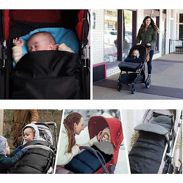 Fottuvor för barnvagnar, halkfri fottuva för barnvagn i mjuk termisk deluxe fleece, varm tjock buntning vattentät