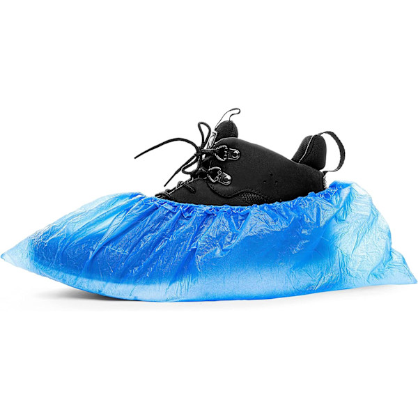 100 standard overshoes - Engangsbeskyttelse i kloreret polyethylen - Vandtæt - Beskyttelsespuder til tæpper og gulve - One size 15 * 37cm