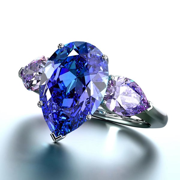 Mode Kvinnor Falsk Safir Ametist Finger Ring Bröllop Fest Smycken Present US 8