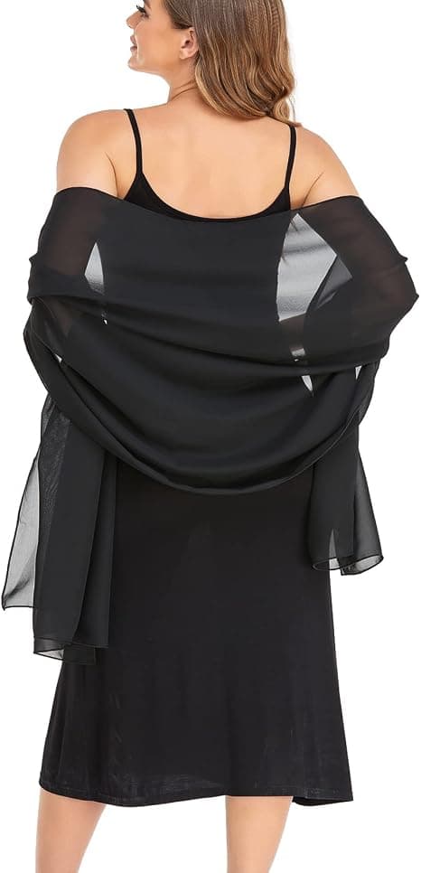 Sort Sjal og tørklæde Aften Elegant Chiffon Blød Silke Tørklæde