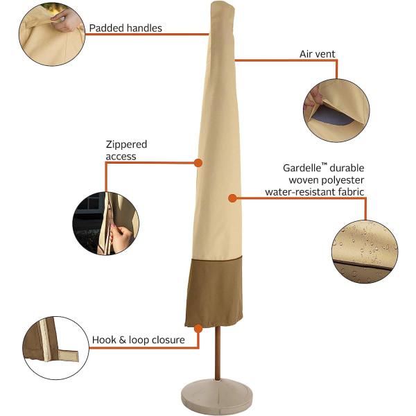 Haveparasolbetræk klassiske tilbehør, balkon, grus/bark/jord, cm, længde 200, øvre bredde 55, nedre bredde 60cm