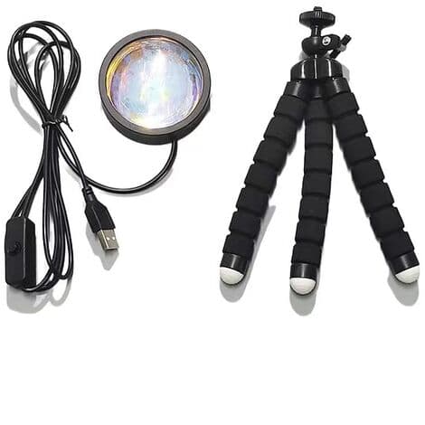 Solnedgangslys, Solnedgangslys, 16 farveprojektor med stativ, Solnedgangs-halo, USB Regnbue LED-lys, Romantisk visionslys, 3