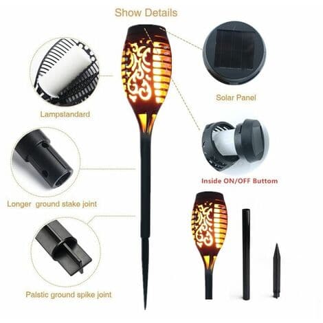 12 LED Solcellelys med Flimrende Lys - Hagedekor - 4-pakning