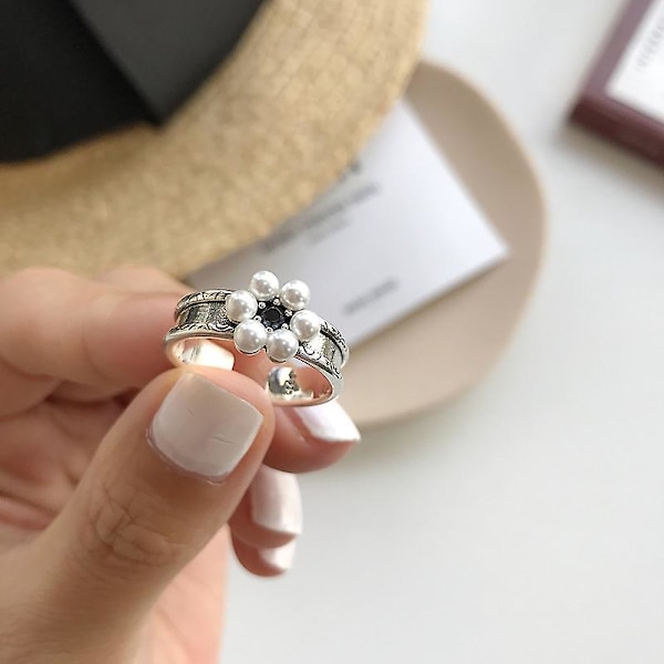 Ring i Silver S925 Pärla Mode Smycke Ac7631