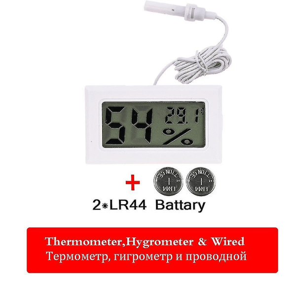 Digitalt LCD-termometer Sensor Hygrometer Måler Køleskab Akvarium Overvågning Display Fugtighedsdetektor Husholdningstermometer wired
