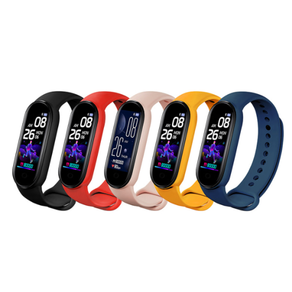 Smart Bluetooth armband, träning, hjärtfrekvens, blodsyre, blodtryck, stegräknare, sömnhälsoövervakning (röd),