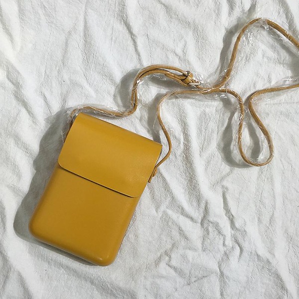 Handväskor för Crossbody Telefonväska Damplånbok Liten Mjuk PU-Läder Mobilplånbok Mini Axelväska med Rem Kortfack A916-444 Yellow