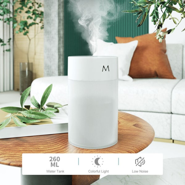 260ml Air Purifier Aroma Diffuser, USB, Husholdning, Enkel, Lille, Kontor (Hvid M Type (260ml))