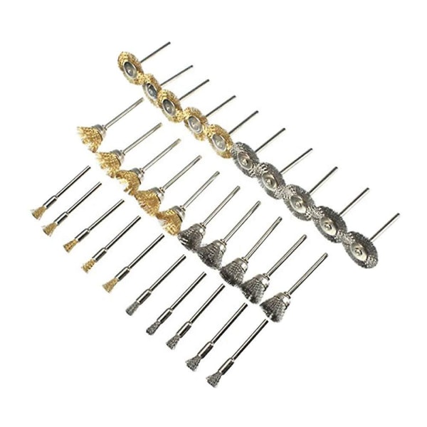 36 stykker messing poleringsbørste trådsett for boreverktøy Rustfritt stål trådboring roterende børster