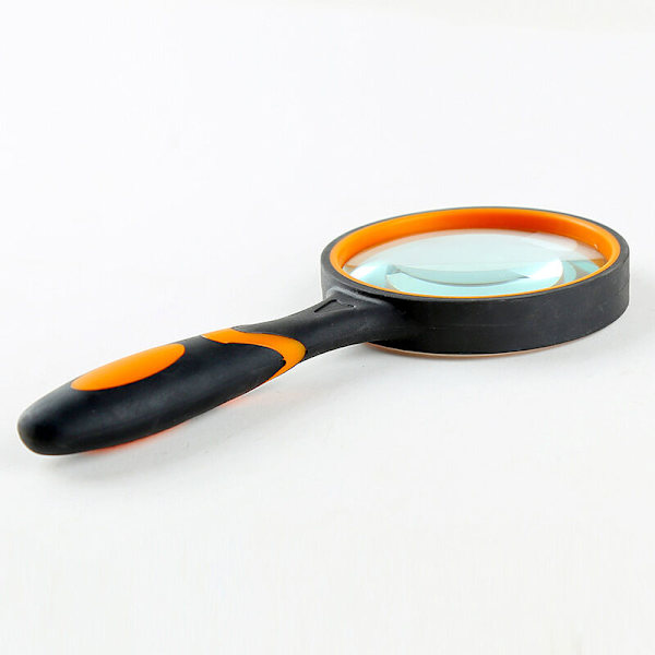 10x Förstoringsglas med Halksäker Mjuk Gummigrepp, 75mm Förstoringsglas och Splittersäkert Spegel för Läsning, Inspektion