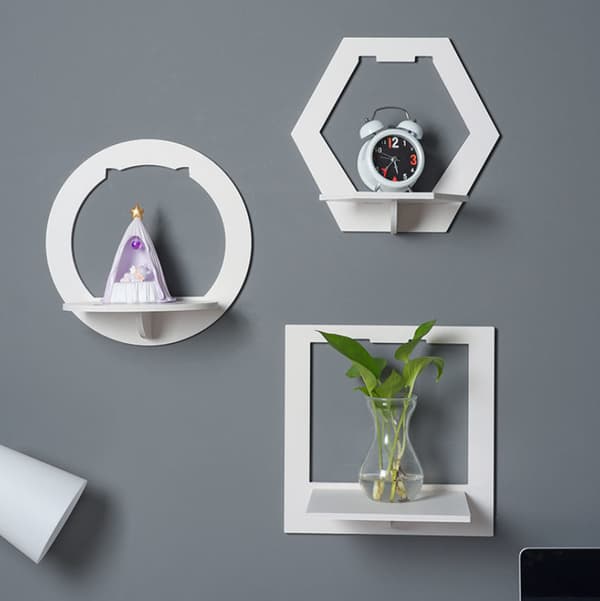 Blomhylla utan perforering för vardagsrumsvägg, hexagonformad 29*16*27cm