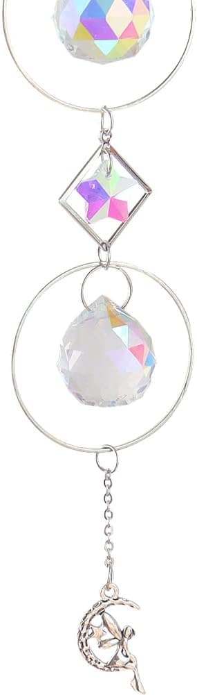 4 st (43 cm, Blank Silver) Kristall Solfångare, Regnbågs Solfångare