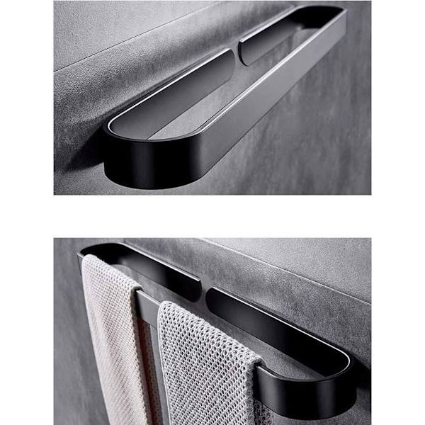 Solid Håndklædeholder Tyk Sort Rustfri Aluminium Håndklædeholder Væghængt Håndklædeholder —40cmSort