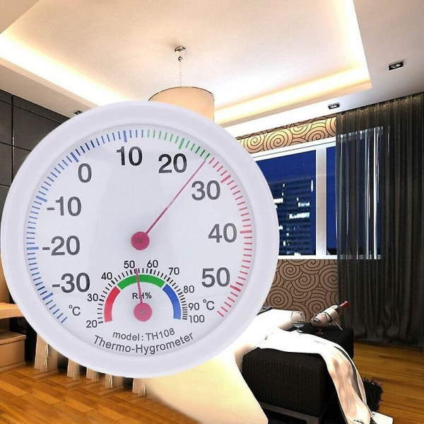 Vit klockformad inomhus utomhustermometer Temperatur Hygrometer Fuktighetsmätare