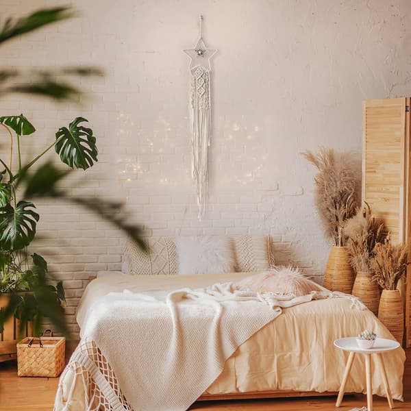 Nice Dream Macrame Drömfångare, Stor Vävd Fjäder Väggdekoration