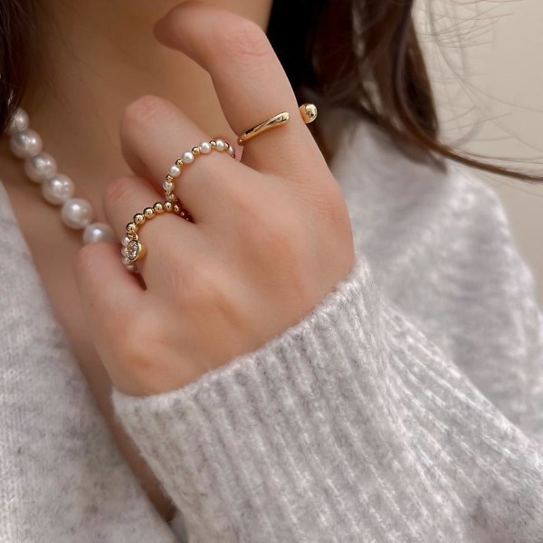 Ring Pearl Vintage Set Girls&#39; Modesmycken Ac3839 A12