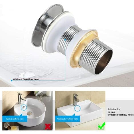 Pop Up Sink Plug Automatisk Plugg Messing Avløpssystem Utstøtbart Avløpsplugg Universal Avfallsplugg