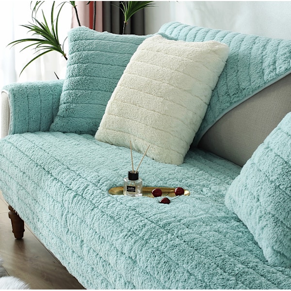 Modern Enkel Plysch Soffa Kudde, Universal All-inclusive Varm Tjock Soffaöverdrag, Tatami Fönsterkudde (Sjöblå, 70*70)
