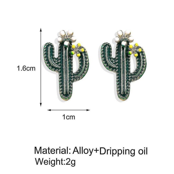 Örhängen gröna kaktusörhängen i legering för daglig användning