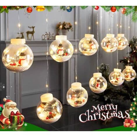 10 LED Solar String Lights,【Solar Powered】Utendørs og innendørs julelys, juledekorasjon (julesnømann)