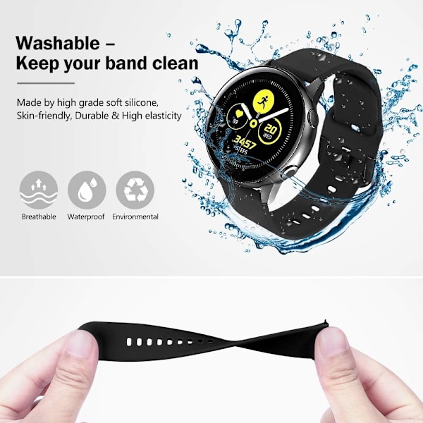Silikoniranneke yhteensopiva Samsung Galaxy Watch 3 41mm rannekkeen / Active 40mm rannekkeen / Active 2 rannekkeen / Galaxy Watch 42mm rannekkeen kanssa, naisten ja miesten pehmeä silikoni