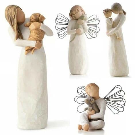 Engel av vennskaps-ornament, håndskåret og malt figur C