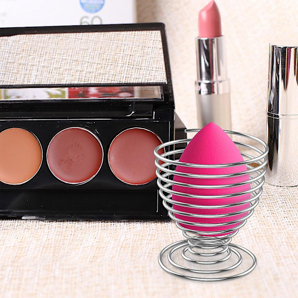 Svamp Makeup Blender Hållare, Makeup Puder Puff Svamp Hållare Skönhetsverktyg Torkställ Torkställ Ägg Puder Puff Display Stativ Silver