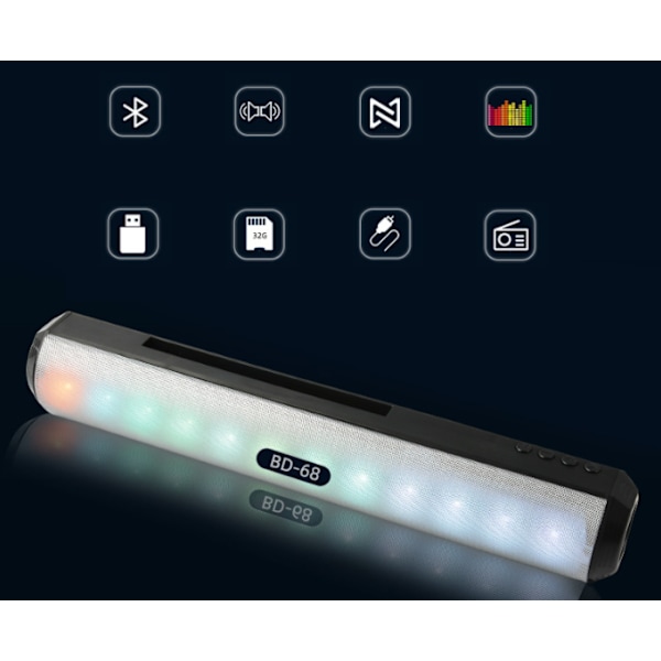Trådlös Bluetooth-högtalare för skrivbord, färgglada blinkande lampor för långbandsljudsubwoofer (blå)