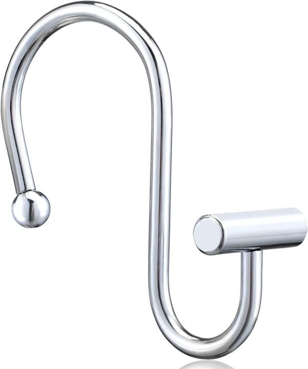 Silver Duschdraperihakar, Metall T-forma Rostfria Duschdraperihakar, Duschdraperistång, Set om 12