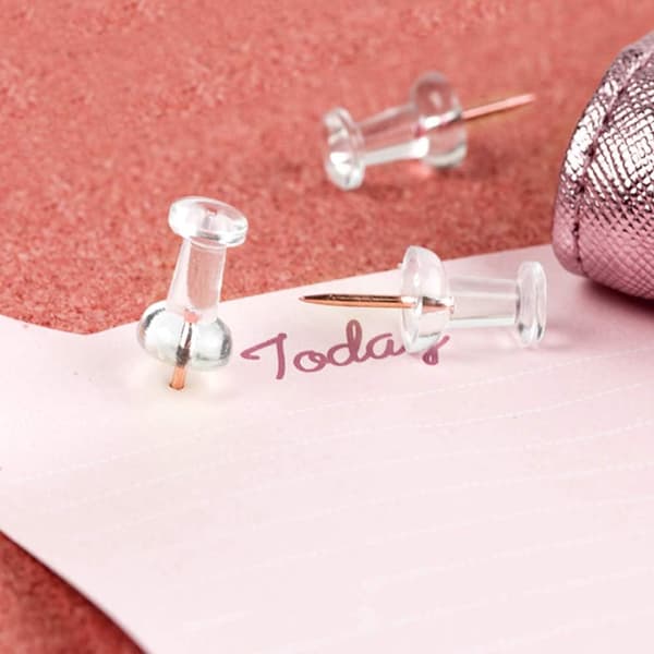 100 st tryckknappar transparent roséguld I-balk naglar transparent