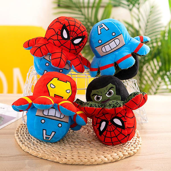 Vendbar Blæksprutte Spiderman Hulk Iron Man Plyslegetøj Avengers Fyldt Dukke Til Børn Gave Bobby flip 40cm
