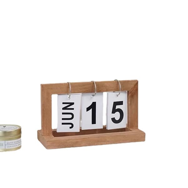 Träramad evighetskalender, retro vintage-stil, för hemmet