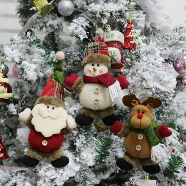 Juletræspynt, plys julepynt hængende julemand, snemand, rensdyr