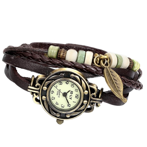 Vintage handgjorda watch Leaf Damer Dam Wrap Around Quartz Watch Armband