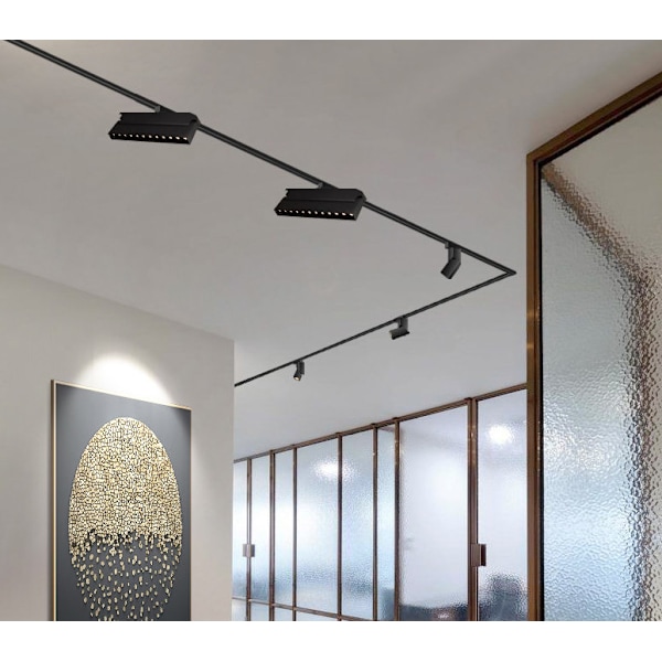 Platt utan huvudljus, mini nordisk fällbar kreativ spårbelysning, spårspotlight, anpassad spårbelysning för renovering och hem (OSRAM-chip 12W, neutralt