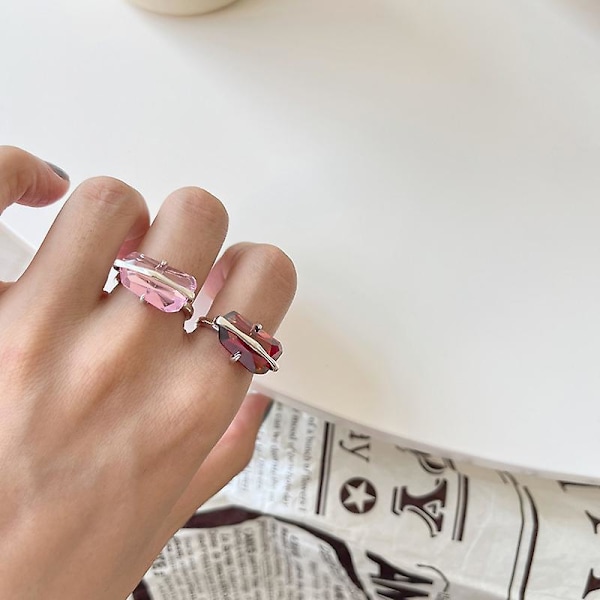 Ring i Silver S925 Justerbar Mode Smycke Ac7385 Redd