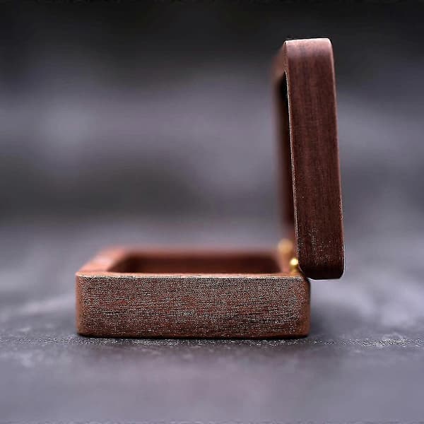 Mr & Mrs Brown Bryllupsringboks med Magnetisk Retro Tre Ringbærer Rustikk Vintage Ringholder