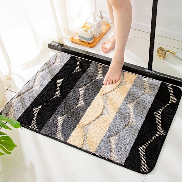 Absorberande golvmattor, halkfria mattor för badrumsingångar, badrumsmatta för hemmet (svart och gul, 80*120cm (32*48in)),