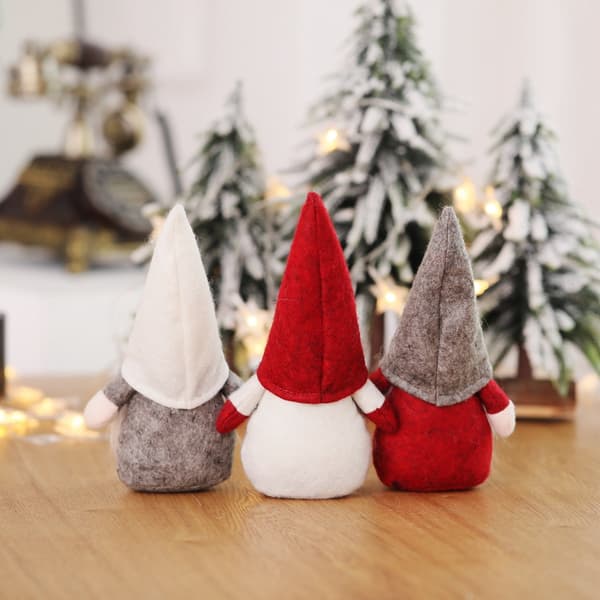 19cm Tomte Dekorationssats med 3 Deco Noel Tomte Plysch Elf Tomtar