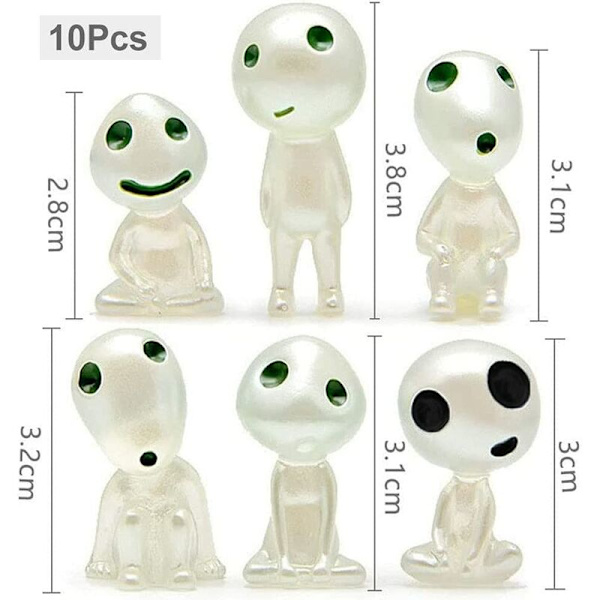 10 Trädälvor Figurer Prinsessan Mononoke Lysande Trädälvor Dockor Ornament Ande Kodama Krukväxt Dekoration Micr