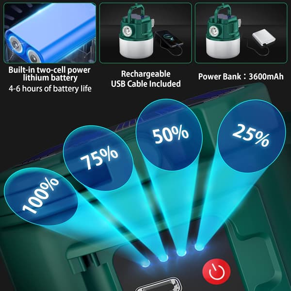 Solcelled Campinglys 3600mAh LED Campinglanterne 1000 Lumen