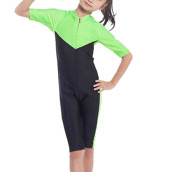 Flickor Muslimsk Badkläder Full Cover Baddräkt Arabisk Islamisk Anspråkslös Burkini Strandkläder Green 10-11 Years