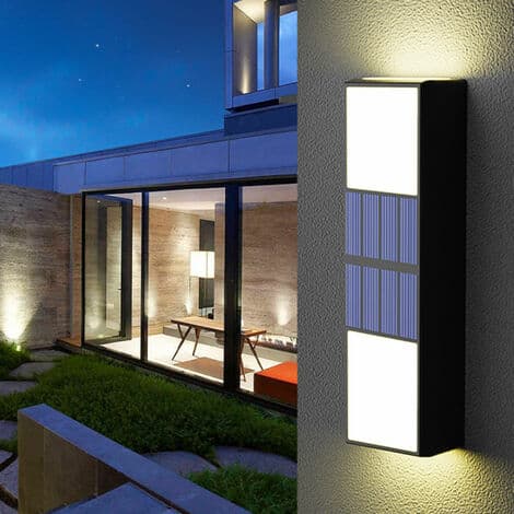 Utendørs solcellelykt, 6LED svart vegglampe