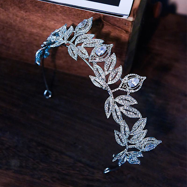 Glimmerende Blade Pandebånd Håndlavet Rhinestones Hovedbeklædning Brudekrone Hårbøjle Hårtilbehør Til