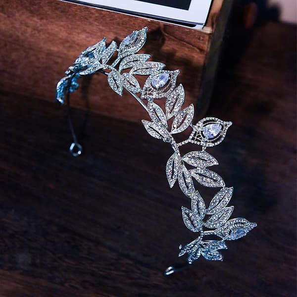 Glitrende Blad Hodebånd Håndlaget Rhinestones Hodeplagg Brudeslør Hårbånd Hårtilbehør For