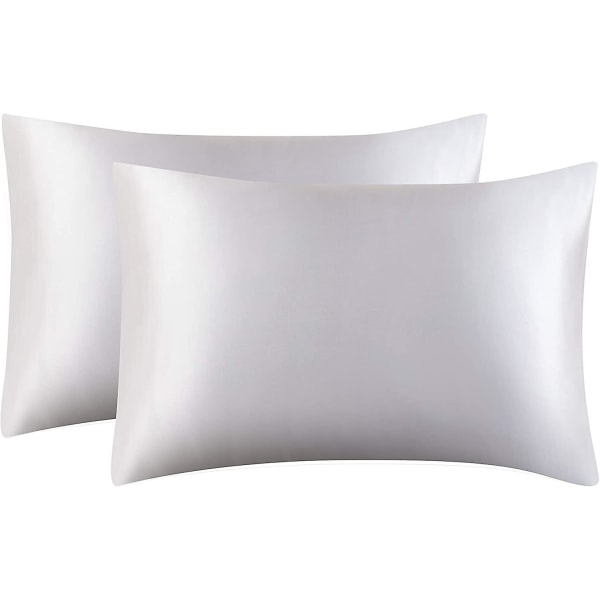 Satin Kuddeöverdrag För Hår Och Hud Silke Kuddeöverdrag 2-pack Mjukt Kuddeöverdrag 2-pack Queen Med Kuvertlås King 20x40 Inches Lightgrey