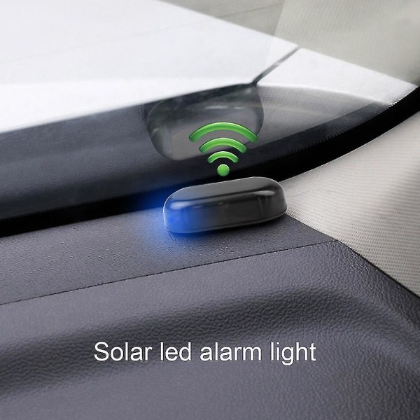 Bil Solar Flash Strobe Anti Theft Blink Simulering - Larm LED varningsljus Blue