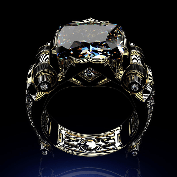 Herrring Vintage Smycken Present Koppar Strass Inlagd Snidad Finger Ring För Dagliga Livet Black US 11